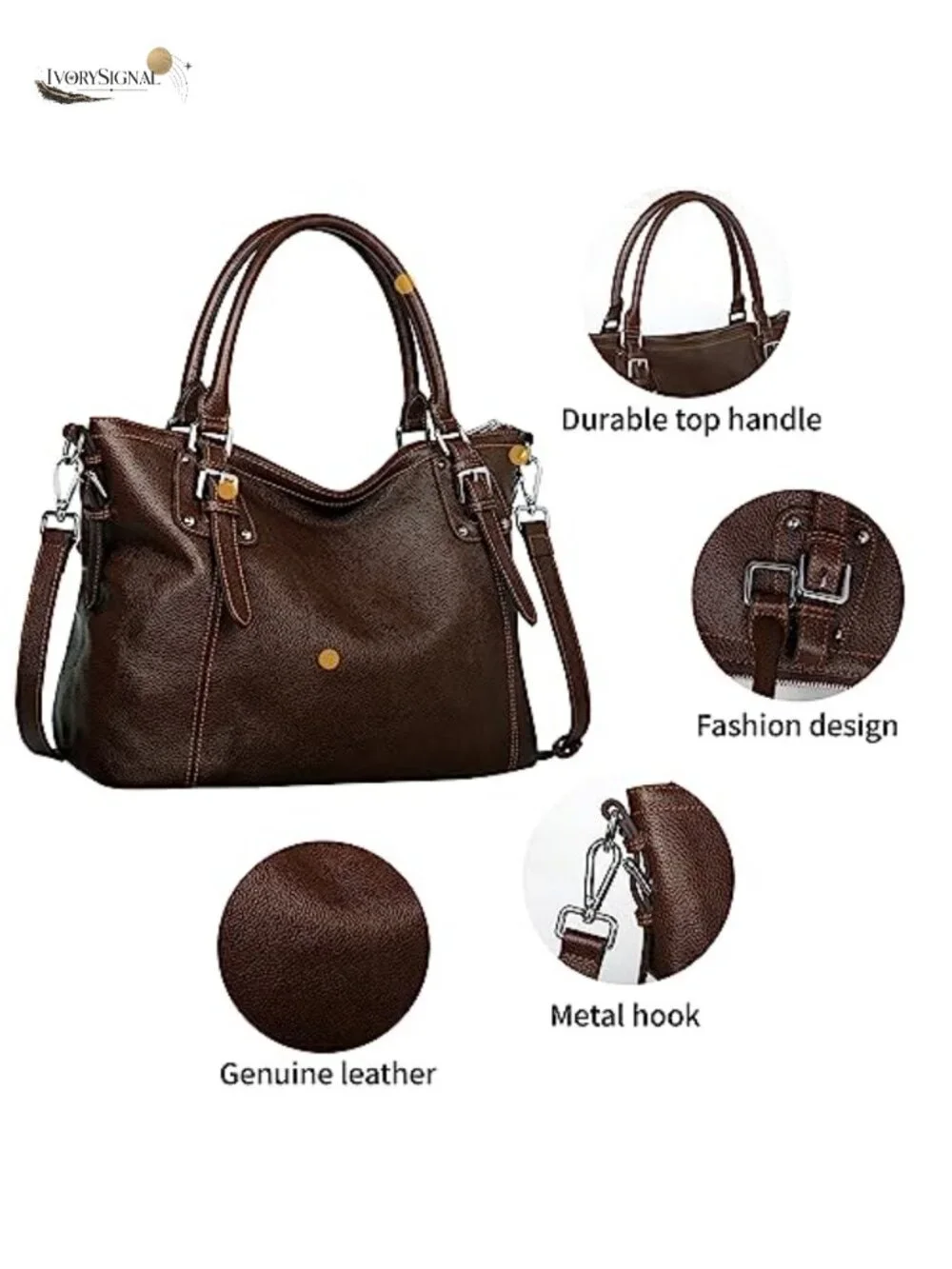 Leather Tote Handbag Shoulder Bag Top Handle Satchel Women